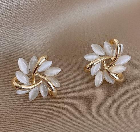 Advanced Cat Eye Stone Sunflower Earrings 2024 New Trendy Earrings for Women Simple and Exquisite Temperament Internet Red Earrings