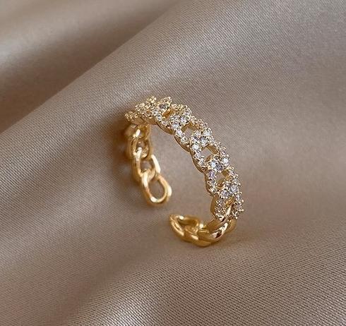 Diamond inlaid Fried Dough Twists ring for women ins Cool and small design sense The index finger ring is fashionable, personalized and open-end ring