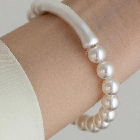 Elegant Shijia Australian White Pearl Bamboo Knot Bracelet for Women 2024 New Popular Style, Light Luxury, Luxury, Luxury, Niche Handstring Jewelry