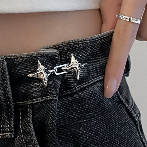 Four pointed star waistband tightening tool adjustable size waist button fashionable jeans fixed waist button