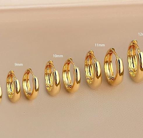 French gold earrings for women in 2024, the latest popular item, belong to the category of light luxury and high-end, suitable for summer with plain ring earrings and earrings