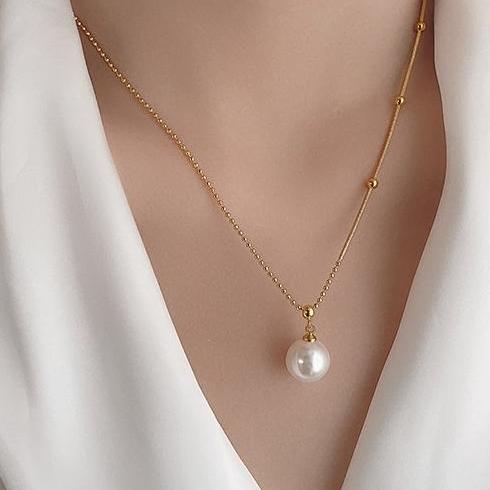 French small pearl asymmetrical pendant necklace, women's summer niche accessories, high-end sense, necklace, light luxury, elegant collarbone chain