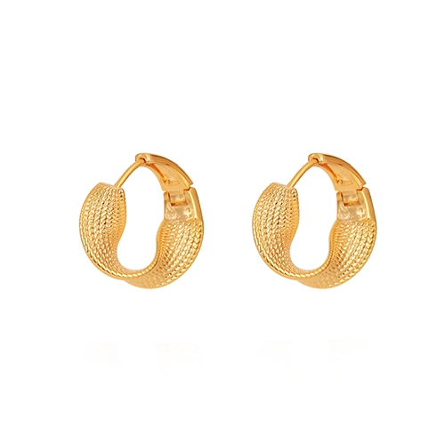 Golden Twisted Circle 18K Gold Plated Earrings