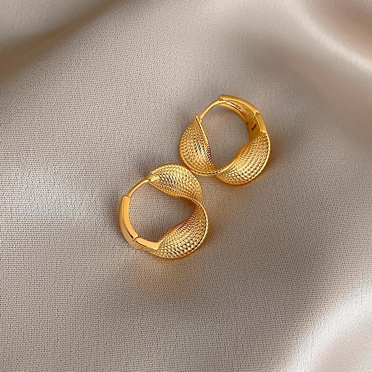 Golden Twisted Circle 18K Gold Plated Earrings