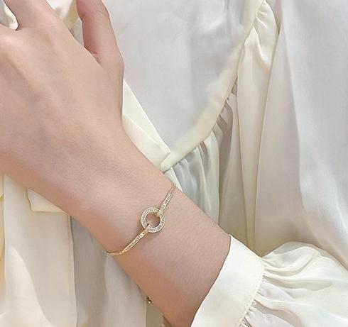 Golden zircon adjustable bracelet for women's niche design, high-end bracelet, Korean version, internet celebrity, minimalist couple best friend bracelet