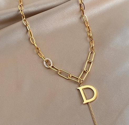 Letter D Titanium Steel Pendant Necklace for Women, Light Luxury, Niche Clavicle Chain, 2024 New Popular, High End, Long Style Accessory