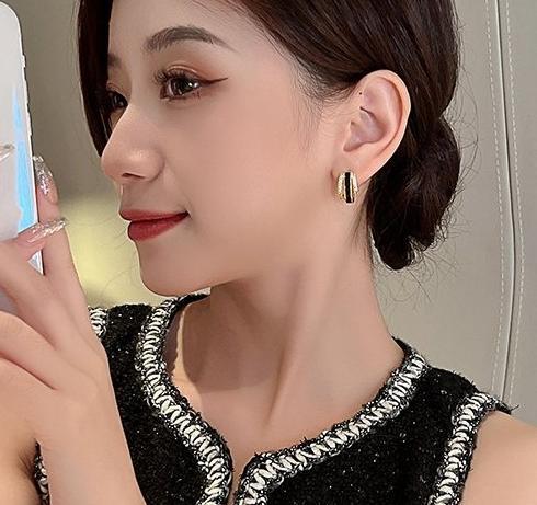 Light luxury temperament zircon drop glazed earrings for women 2024 new style suitable for summer niche high-end design earrings earrings