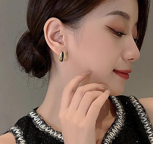 Light luxury temperament zircon drop glazed earrings for women 2024 new style suitable for summer niche high-end design earrings earrings