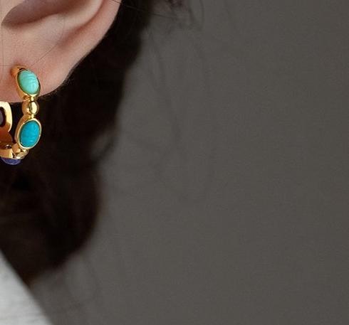 Mid ancient style turquoise earrings for women, niche design, European and American retro earrings, unique high-end ear accessories