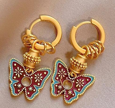 New Chinese style butterfly earrings for women in 2024, popular new style, high-end, light luxury, niche, unique retro earrings