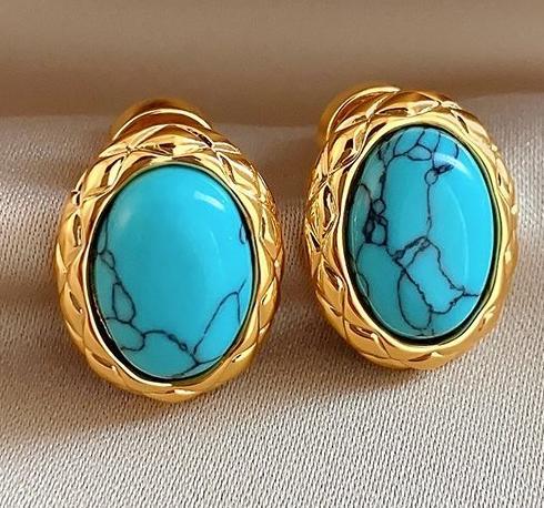 Retro New Chinese style Natural Green Turquoise Earrings Suitable for Summer Whitening, Fashionable, Elegant, and Elegant Elegant Earrings