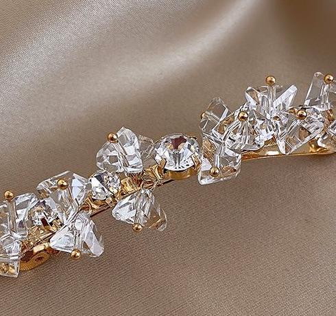 Temperament Crystal Zircon Hairpin Female Minimalist Personality Edge Clip Spring Clip Super Fairy notch Clip Internet Red One Word Clip Hair Accessories