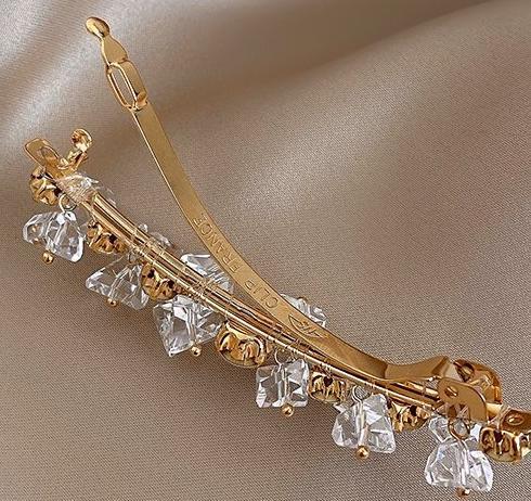 Temperament Crystal Zircon Hairpin Female Minimalist Personality Edge Clip Spring Clip Super Fairy notch Clip Internet Red One Word Clip Hair Accessories