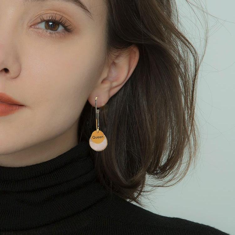 2020 Korean new geometric round long earrings earrings earrings for women 925 pure silver stud post earrings natural shell earrings