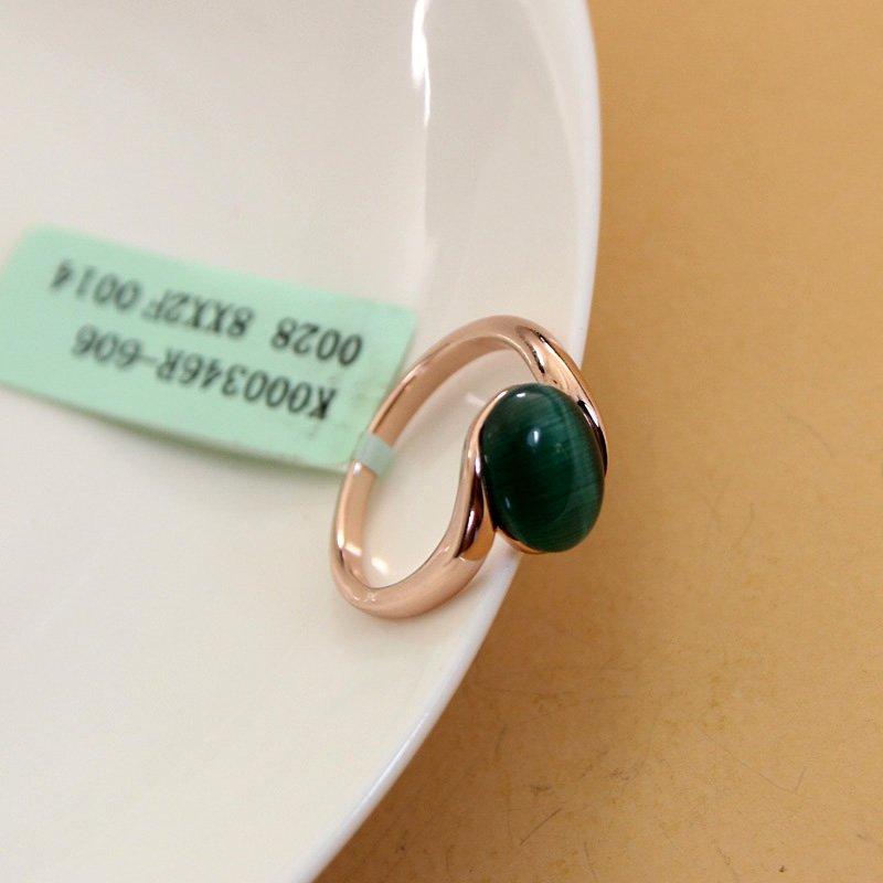 2021 New Simple and Versatile Green Cat Eye Stone Geometric Elliptical Ring Ring Ring Food Ring Decoration