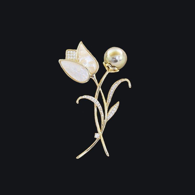 2022 new tulip flower brooch chest flower brooch high-end women's Korean version atmospheric suit accessories luxury trend