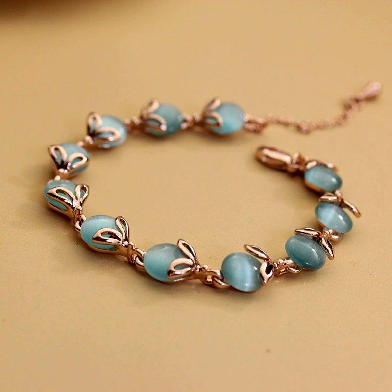 2023 New Cat Eye Stone Fox Bracelet, European and American Bira Women's Bracelet, Fashionable and Cute Little Fox Bracelet