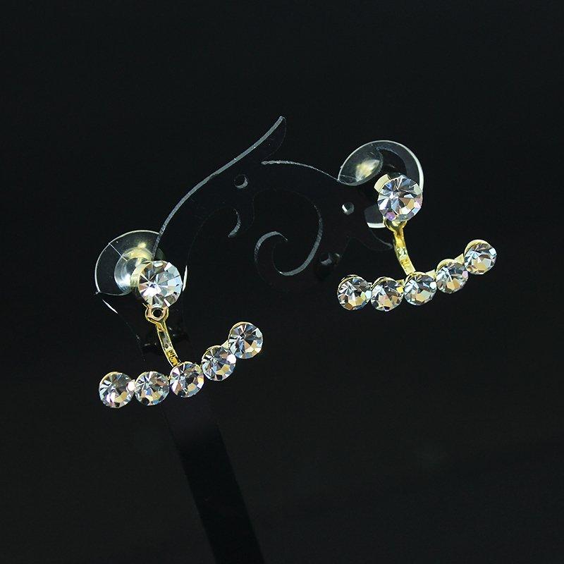 A dual-purpose Japanese and Korean rhinestone earring for girls, sweet 925 sterling silver stud post anti allergy earrings, trendy Forest earrings