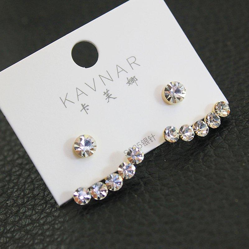 A dual-purpose Japanese and Korean rhinestone earring for girls, sweet 925 sterling silver stud post anti allergy earrings, trendy Forest earrings