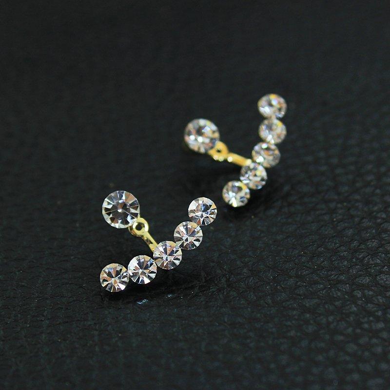 A dual-purpose Japanese and Korean rhinestone earring for girls, sweet 925 sterling silver stud post anti allergy earrings, trendy Forest earrings