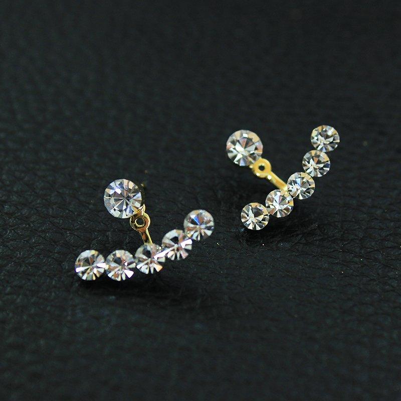 A dual-purpose Japanese and Korean rhinestone earring for girls, sweet 925 sterling silver stud post anti allergy earrings, trendy Forest earrings