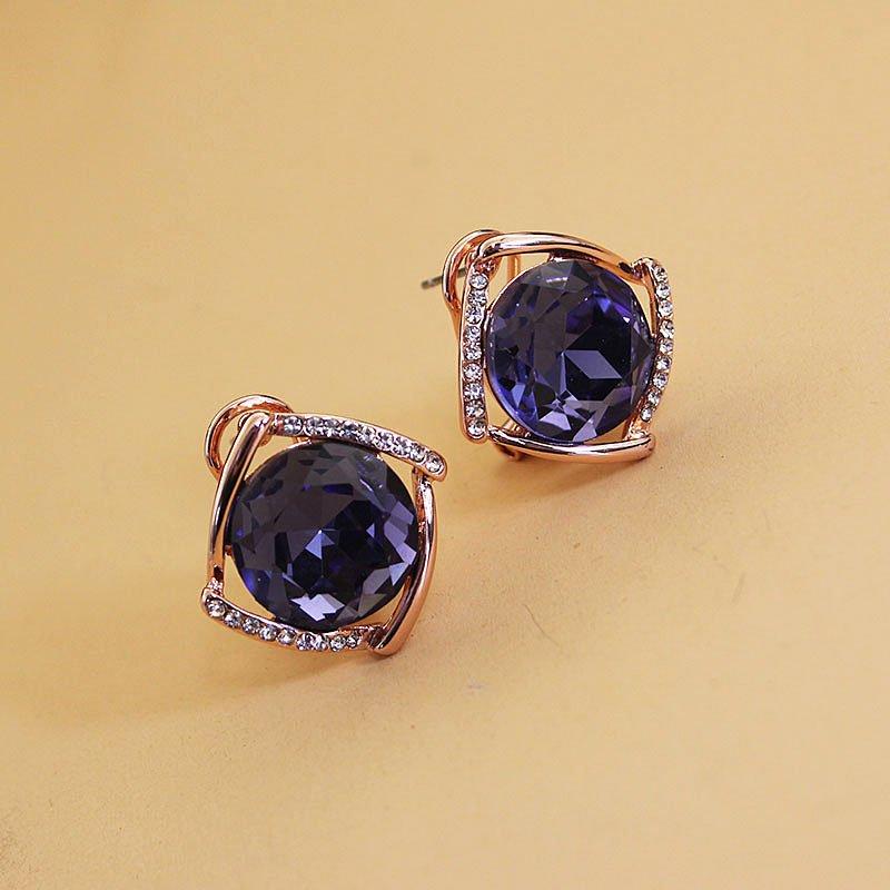 Amethyst earrings for women, luxurious and atmospheric, super sparkling geometric diamond earrings, exquisite and high-end European and American gemstone earrings, trendy