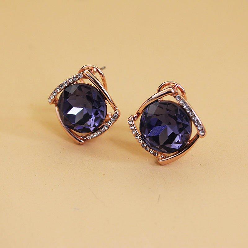 Amethyst earrings for women, luxurious and atmospheric, super sparkling geometric diamond earrings, exquisite and high-end European and American gemstone earrings, trendy