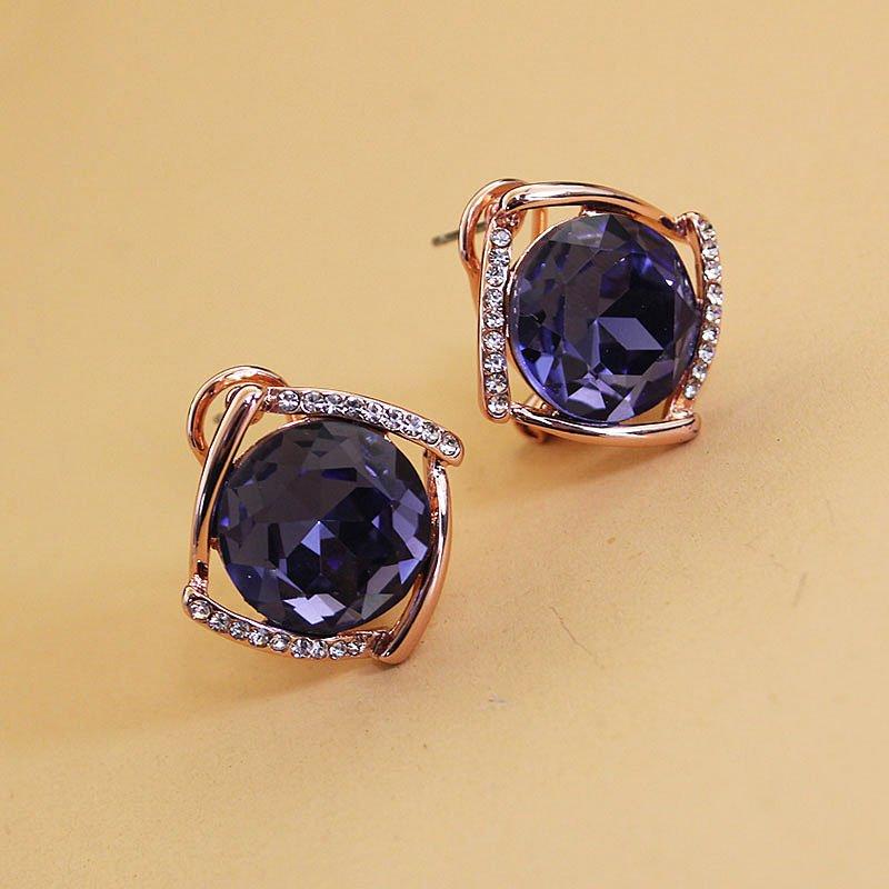 Amethyst earrings for women, luxurious and atmospheric, super sparkling geometric diamond earrings, exquisite and high-end European and American gemstone earrings, trendy