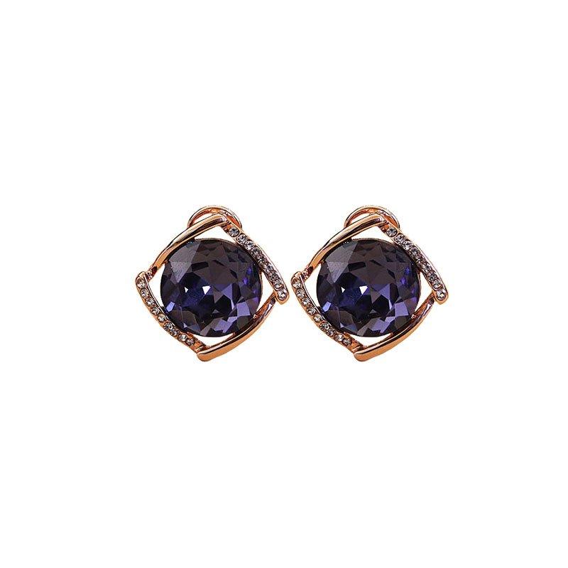 Amethyst earrings for women, luxurious and atmospheric, super sparkling geometric diamond earrings, exquisite and high-end European and American gemstone earrings, trendy