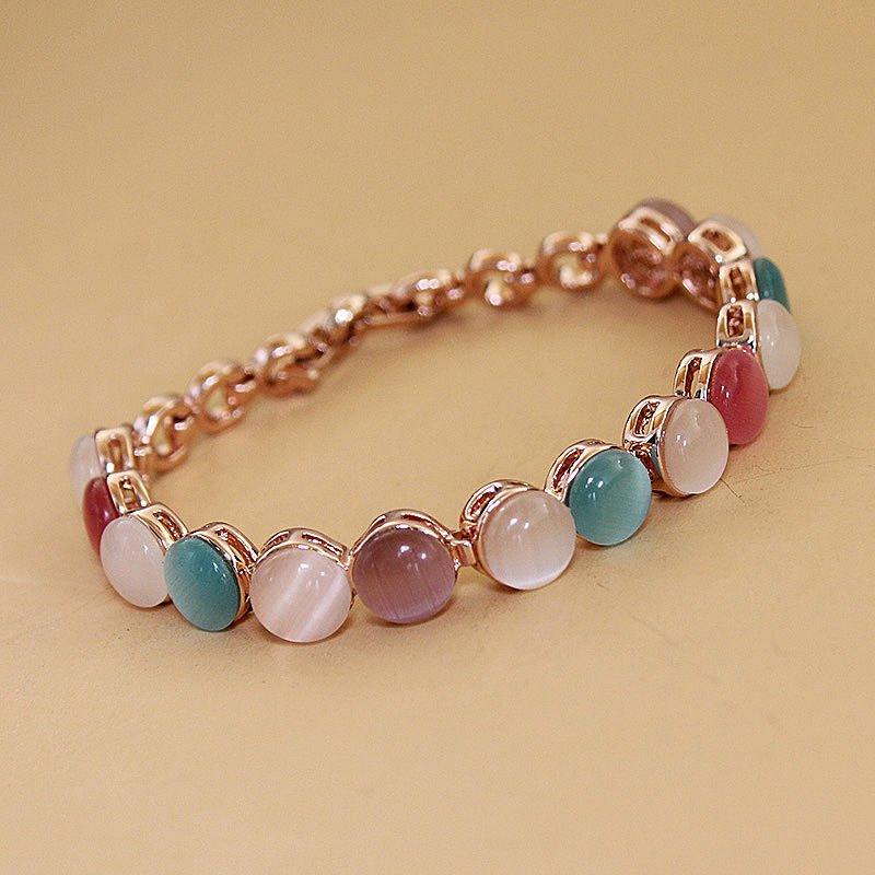 Authentic European and American style cat eye stone bracelet, women's accessories, high-end plated 18K gold bracelet decoration