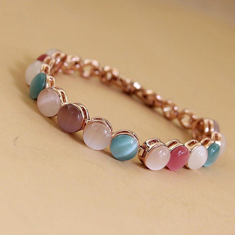 Authentic European and American style cat eye stone bracelet, women's accessories, high-end plated 18K gold bracelet decoration