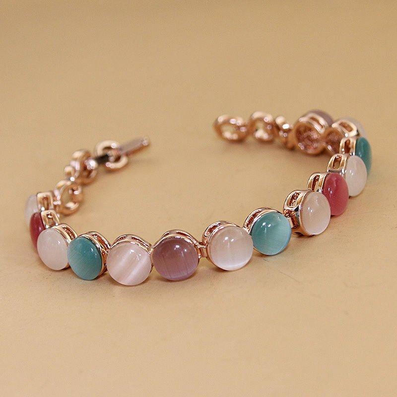 Authentic European and American style cat eye stone bracelet, women's accessories, high-end plated 18K gold bracelet decoration