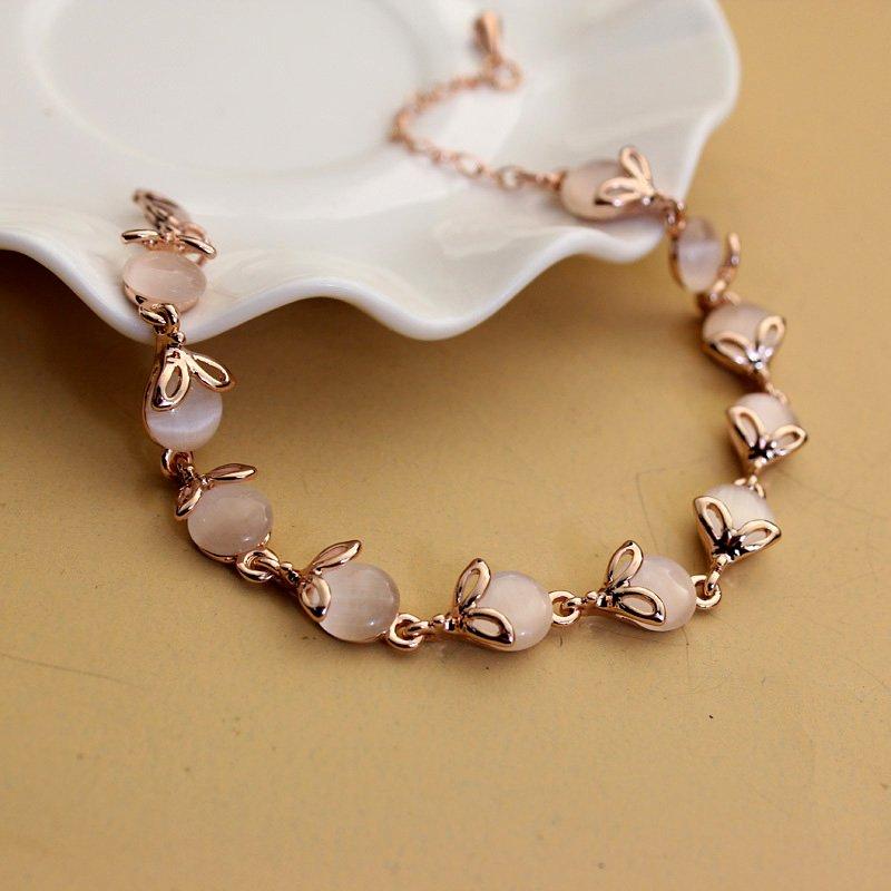 Bila Rose Gold Bracelet Korean Edition Women's Cat Eye Stone Bracelet New Fashionable and Versatile Water Diamond Bracelet Trendy