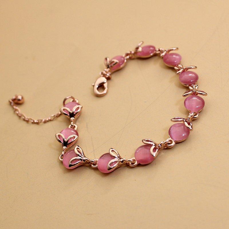 Bila Rose Gold Bracelet Korean Edition Women's Cat Eye Stone Bracelet New Fashionable and Versatile Water Diamond Bracelet Trendy