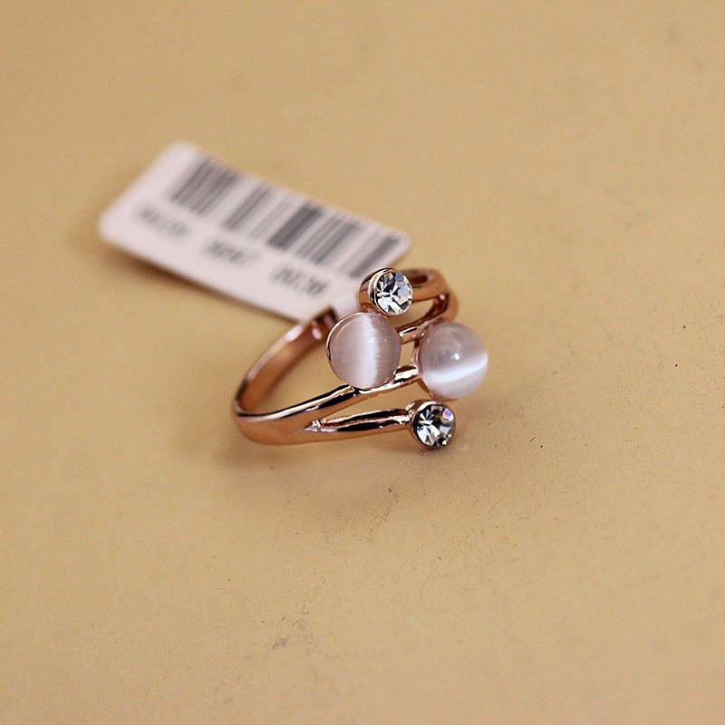 Bila high-end cat eye stone ring, sweet female student middle finger food ring, Korean version rose gold jewelry