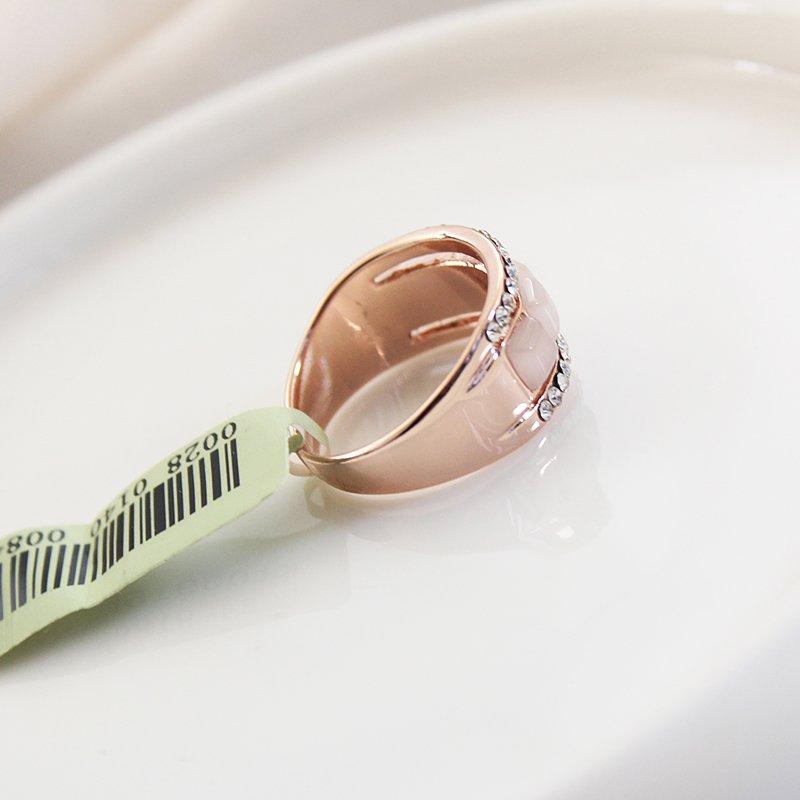 Cat's Eye Stone Ring Rose Gold Water Diamond Food Ring Female Original Niche Ins Ring Middle Finger Ring