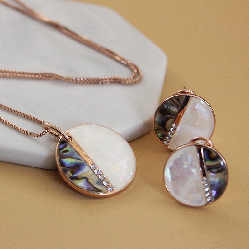 European and American brand original color natural shell earring necklace two-piece set for women's fashion collarbone chain accessories