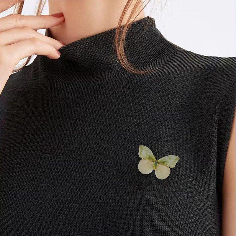 Exquisite high-end women's luxury pin chest flower, agile and lightweight silk butterfly brooch, fixed design, comfortable clothing, buttoned up