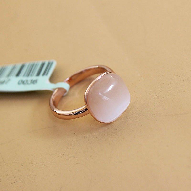 Japanese and Korean rose gold ring finger, middle finger ring, women's geometric square cat eye stone, simple and versatile decorative food ring