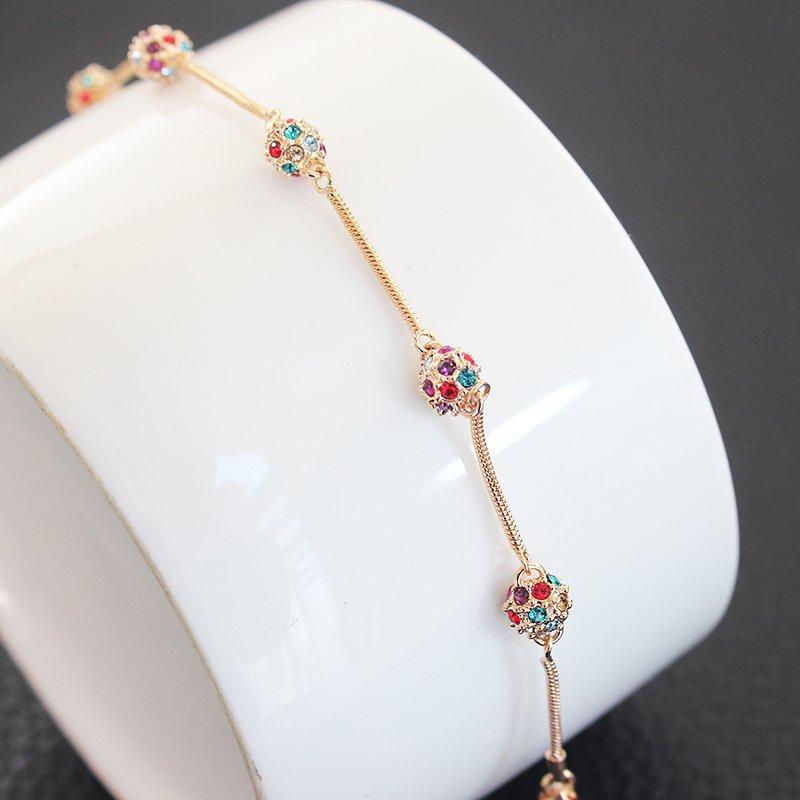 Japanese and Korean style fine three-dimensional rhinestone rose gold bracelet, new exquisite and simple versatile temperament bracelet, trendy bracelet