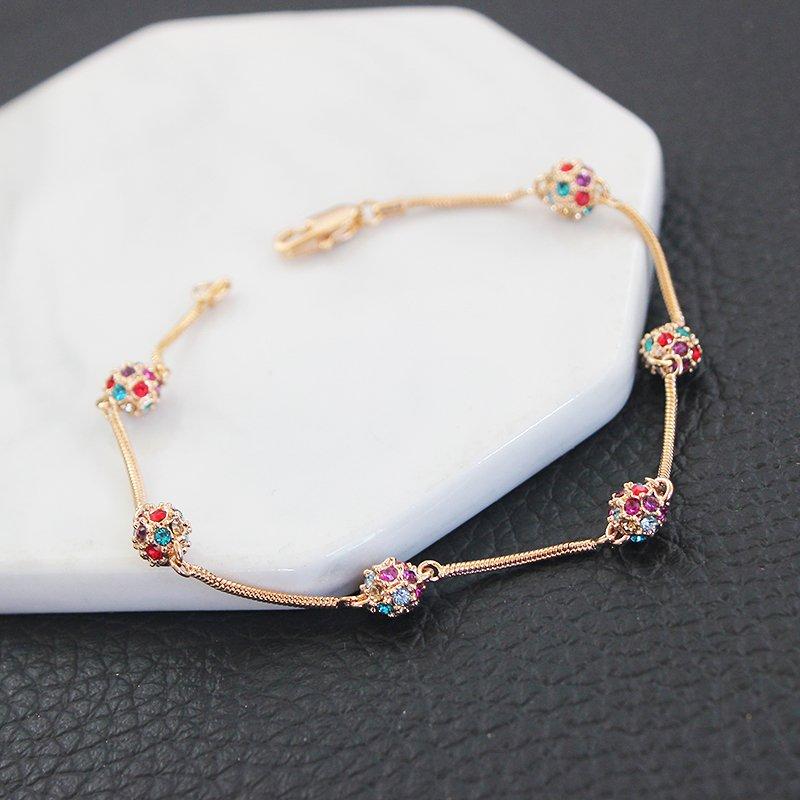 Japanese and Korean style fine three-dimensional rhinestone rose gold bracelet, new exquisite and simple versatile temperament bracelet, trendy bracelet