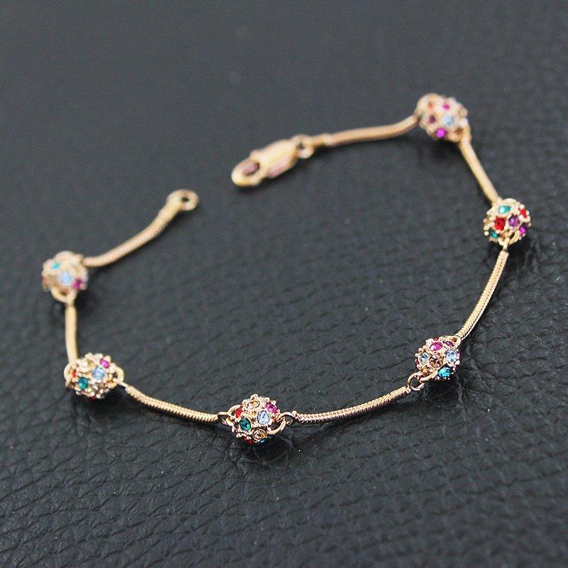 Japanese and Korean style fine three-dimensional rhinestone rose gold bracelet, new exquisite and simple versatile temperament bracelet, trendy bracelet