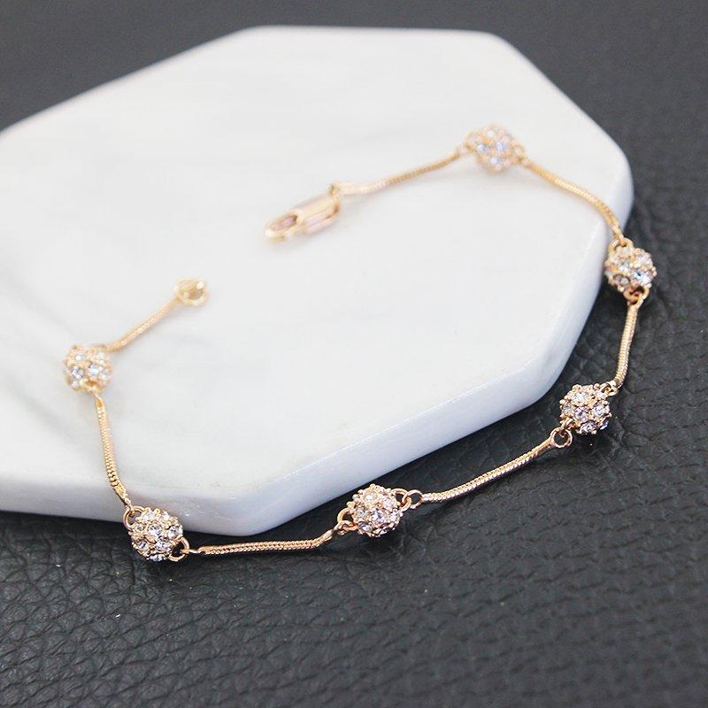 Japanese and Korean style fine three-dimensional rhinestone rose gold bracelet, new exquisite and simple versatile temperament bracelet, trendy bracelet