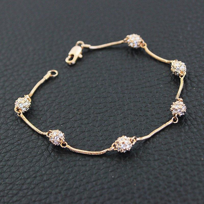 Japanese and Korean style fine three-dimensional rhinestone rose gold bracelet, new exquisite and simple versatile temperament bracelet, trendy bracelet