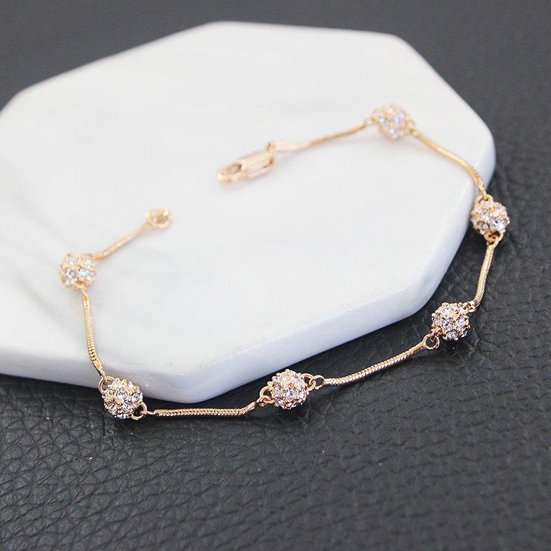 Japanese and Korean style fine three-dimensional rhinestone rose gold bracelet, new exquisite and simple versatile temperament bracelet, trendy bracelet