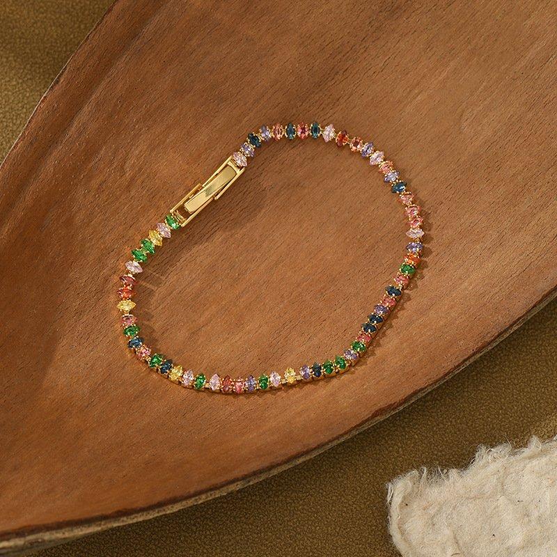 Korean niche design color bracelet 2024 new zircon simple versatile temperament women's bracelet decoration