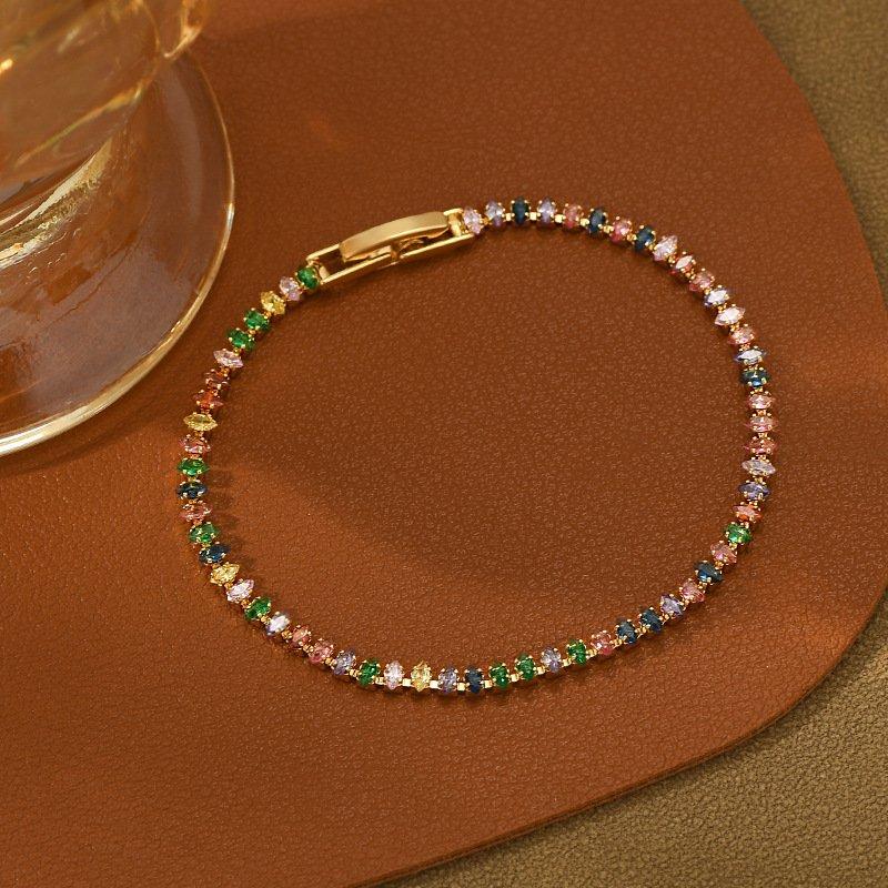 Korean niche design color bracelet 2024 new zircon simple versatile temperament women's bracelet decoration