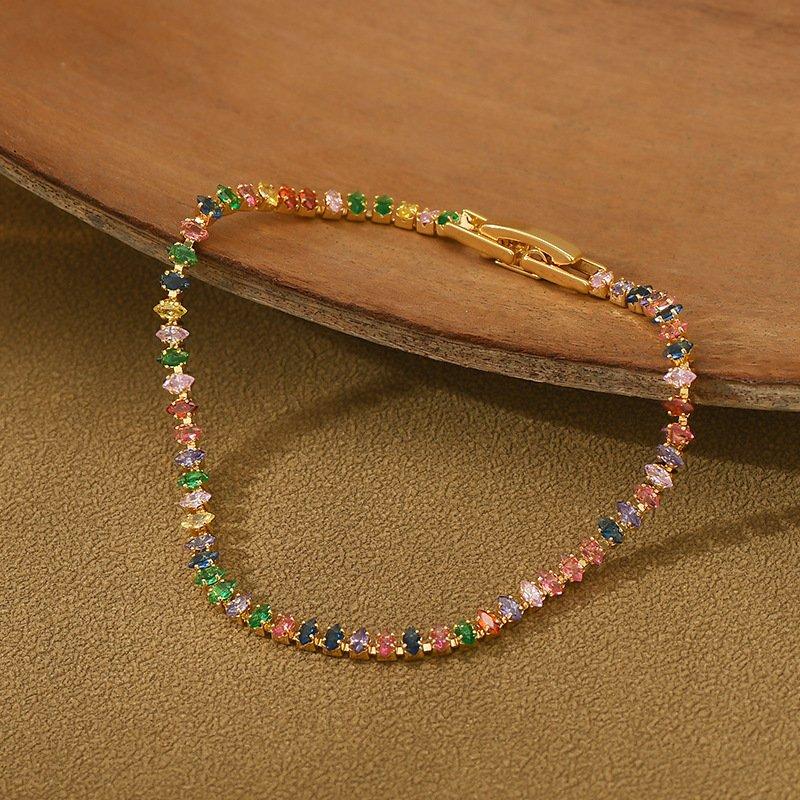 Korean niche design color bracelet 2024 new zircon simple versatile temperament women's bracelet decoration