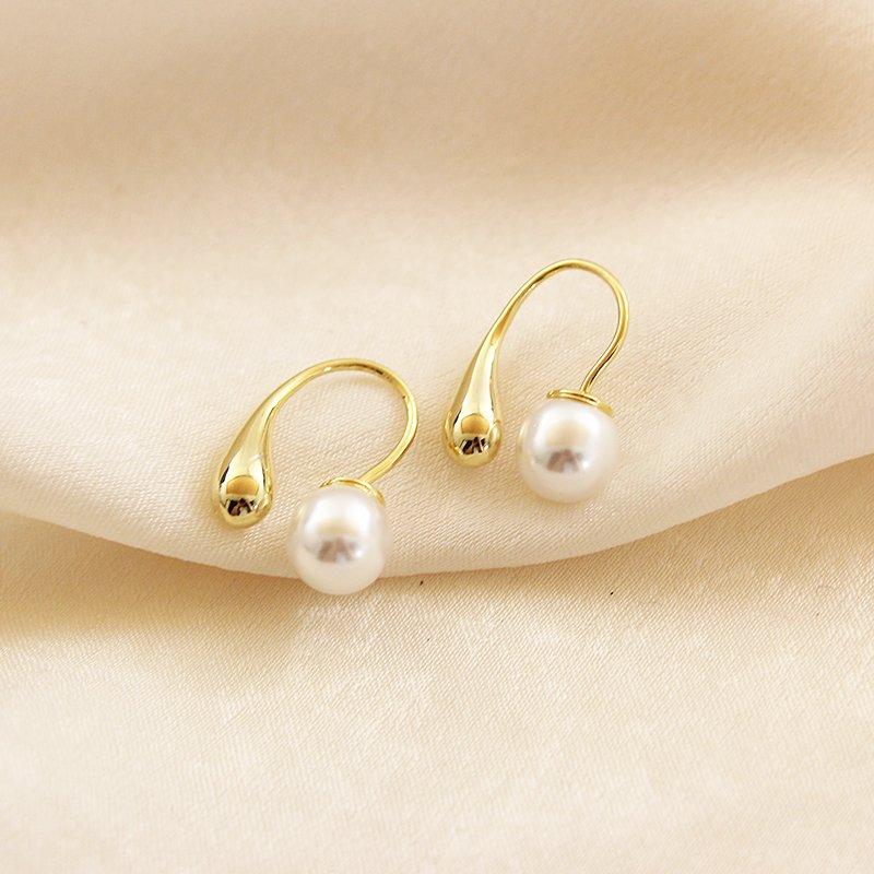 Korean style simple and versatile double-sided pearl water droplet earrings, women's hook temperament, clothing accessories, earrings, trendy earrings