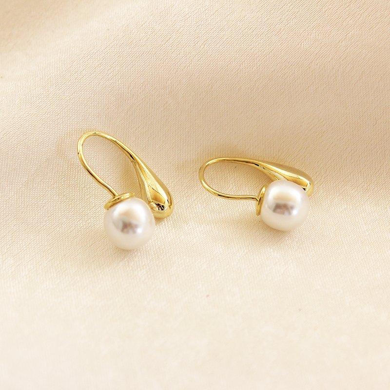 Korean style simple and versatile double-sided pearl water droplet earrings, women's hook temperament, clothing accessories, earrings, trendy earrings